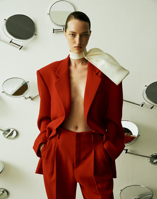 2-pieces red oversize suits