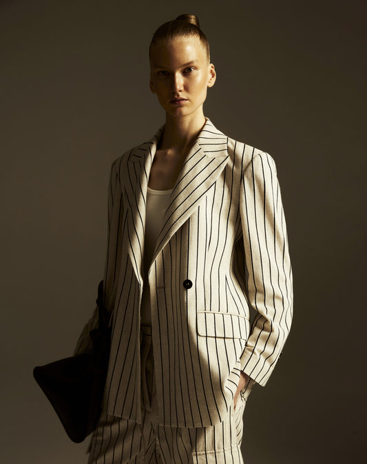 Linen Stripe Suit Jacket